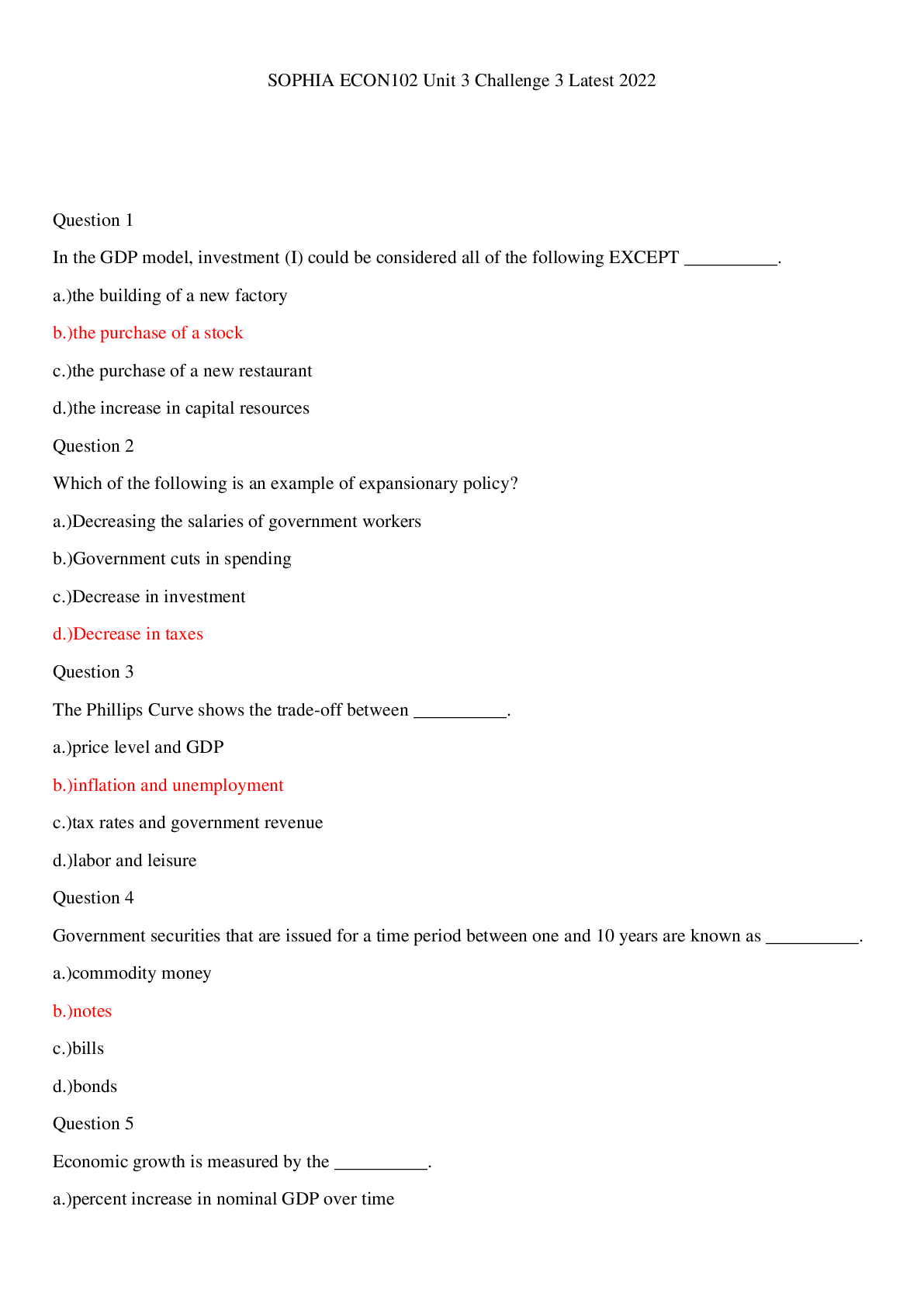 Preview image for SOPHIA ECON102 Unit 3 Challenge 3 Updated/SOPHIA ECON102 Unit 3 Challenge 3 Updated
